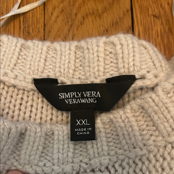 Cable Knit Cream Sweater simply Vera Wang XXL - Picture 3 of 5